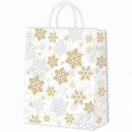 Darčeková taška vianočná 500456 A4 26x13x32cm biela